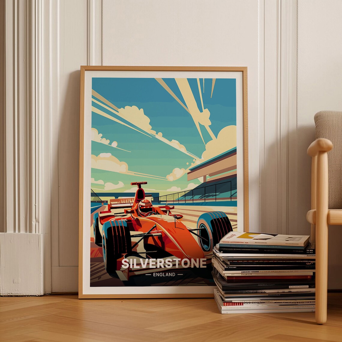 Silverstone England Formula One Race Car Track Vintage Travel Poster