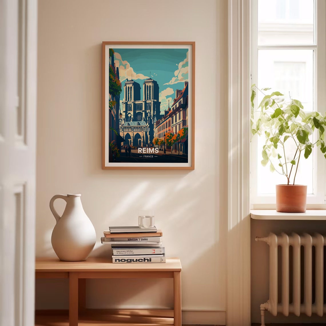 Reims France Cathedral Gothic Facade Cityscape Travel Poster - Image 4