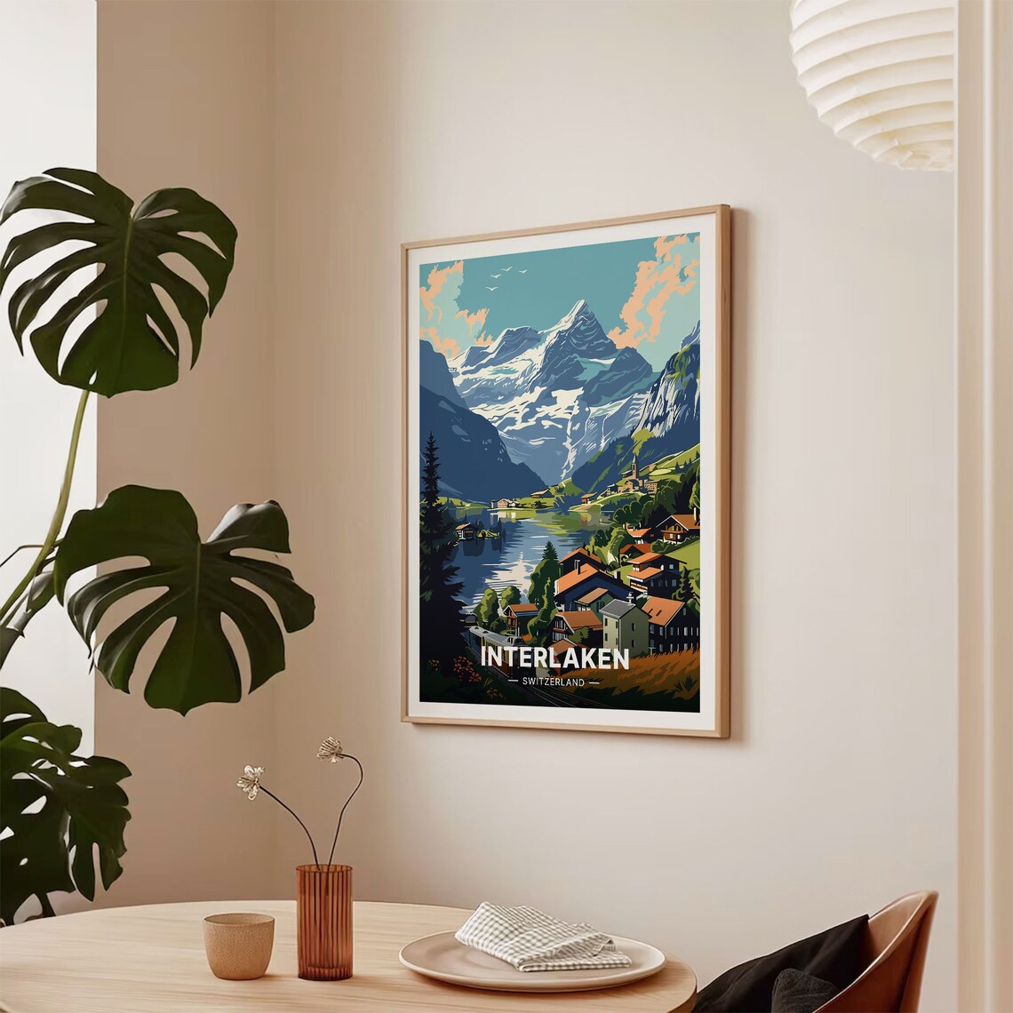 Interlaken Vintage Travel Poster, Switzerland Landscape - Image 2