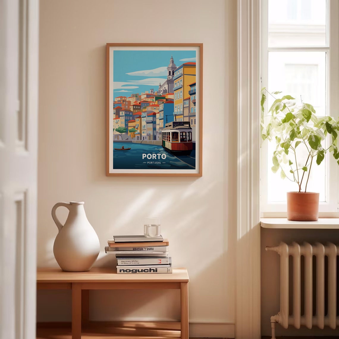 Porto Portugal Riverside Tram Colorful Houses Douro Travel Poster - Image 4