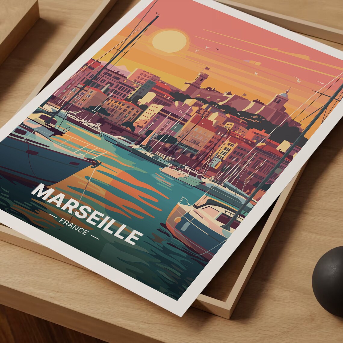Marseille Evening Travel Poster, France Travel Poster - Image 3