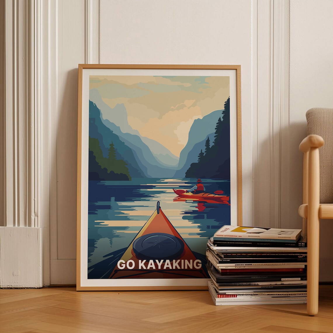 Kayaking Adventure Travel Poster, National Park Nature