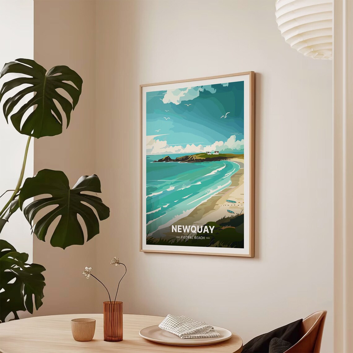 Newquay Fistral Beach Cornwall Surf Coast Vintage Travel Poster - Image 2