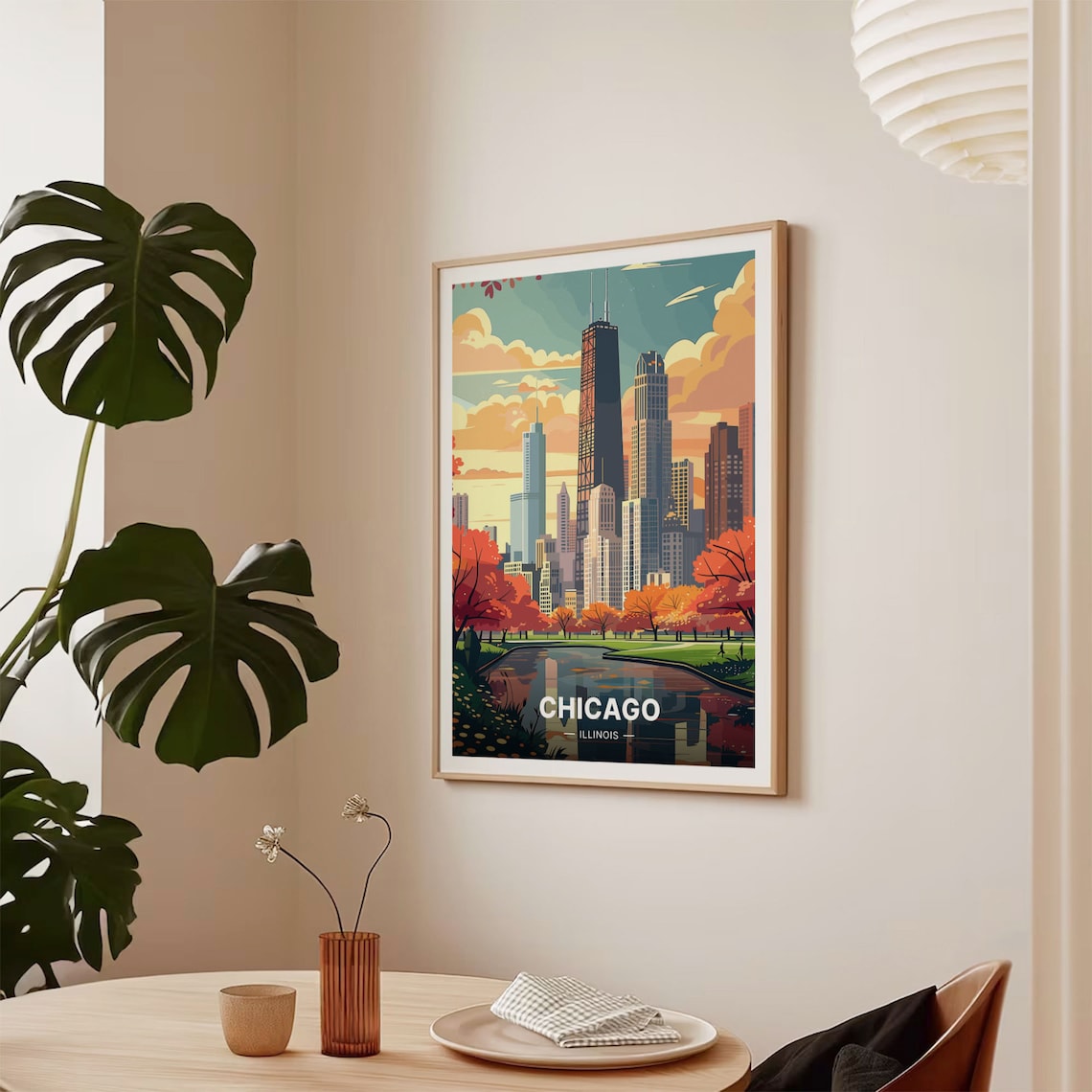 Chicago Skyline Travel Poster, Cityscape Wall Art - Image 2