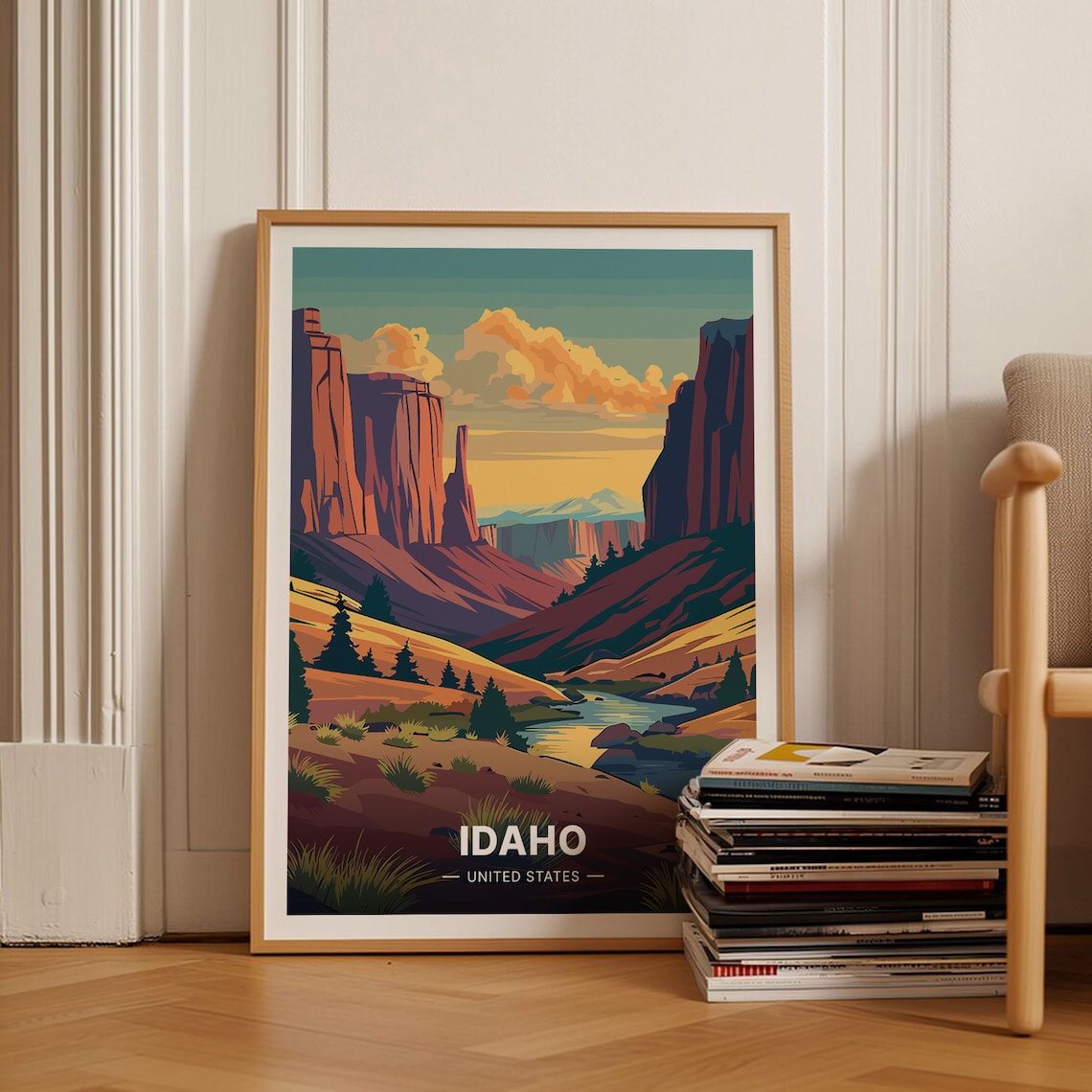 Idaho Scenic Landscape Travel Poster, State Decor