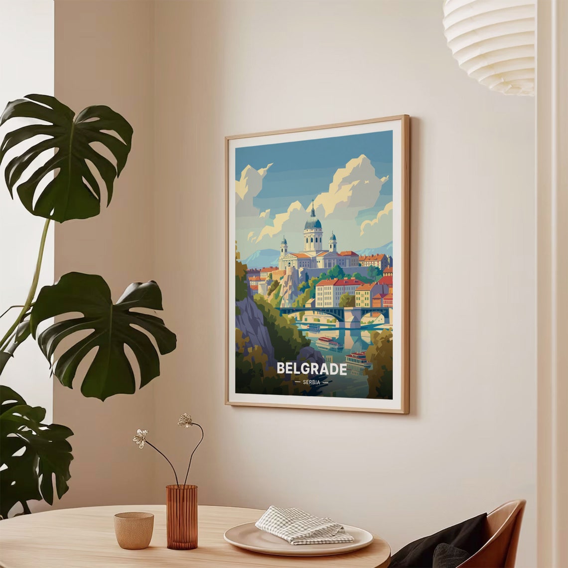 Belgrade Serbia River Bridge Domed Cathedral Cityscape Poster - Image 2