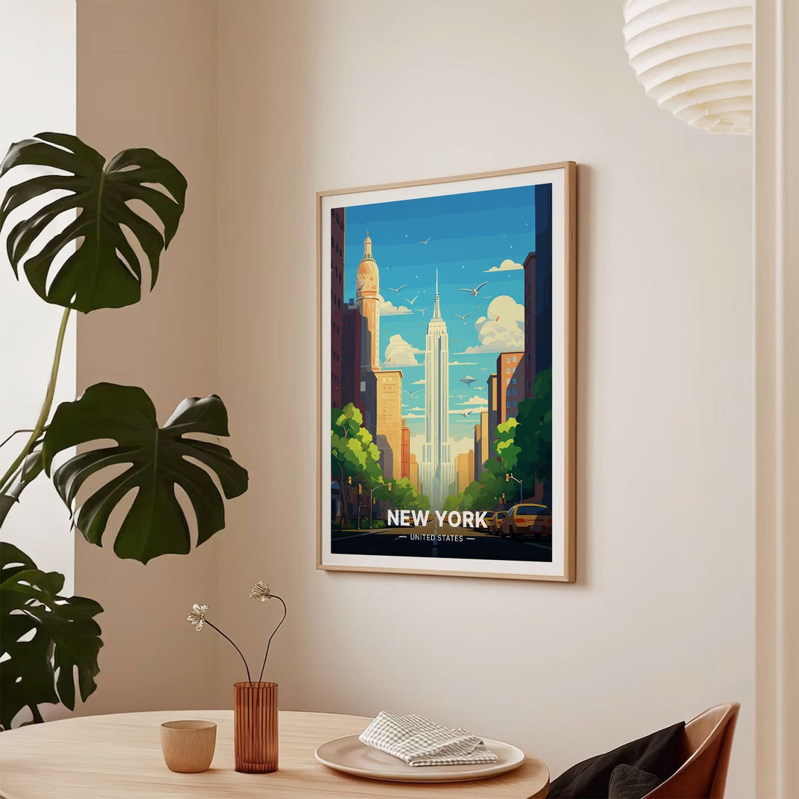 New York City Empire State Building Skyline Sunny Travel Poster - Image 2