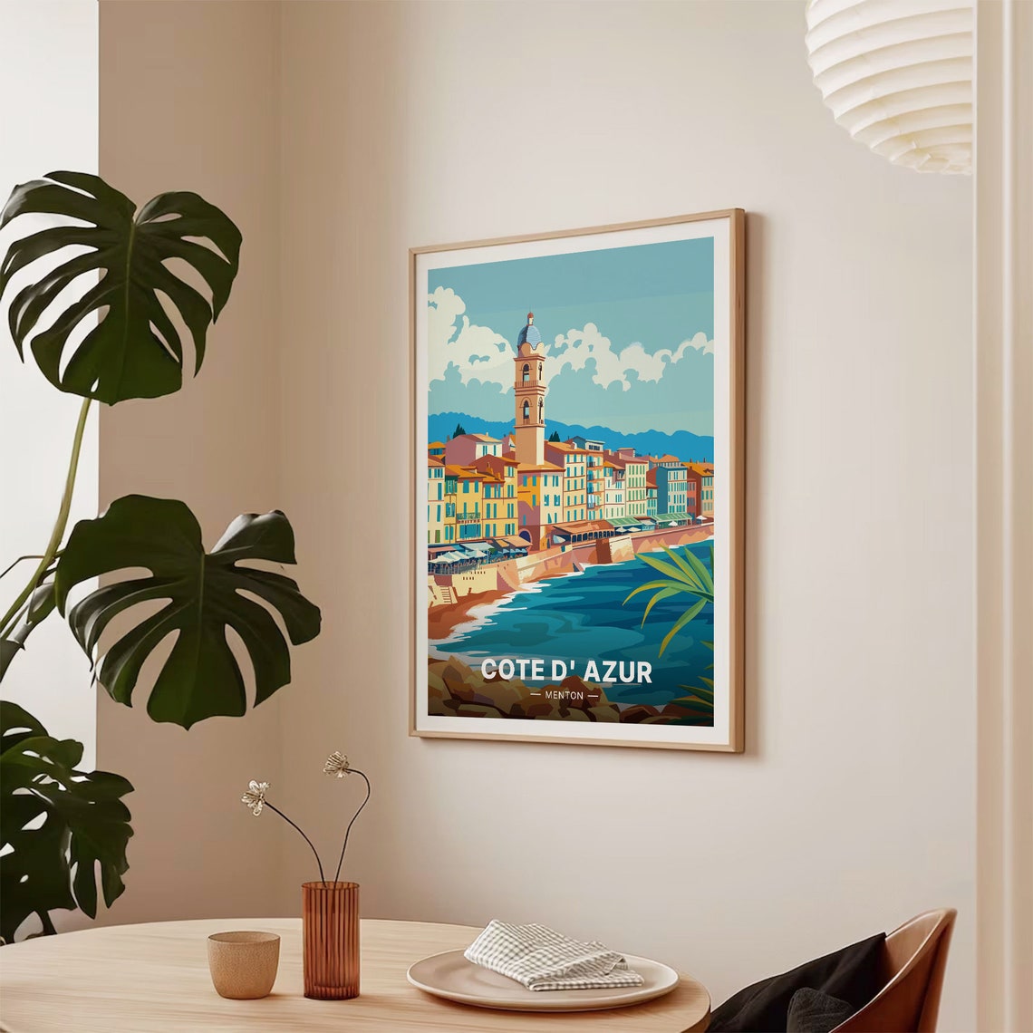 Menton France Travel Poster French Riviera Beach Art Provence City Skyline Home Wall Decor Unique Travel Gift Idea C20 1351 - Image 2
