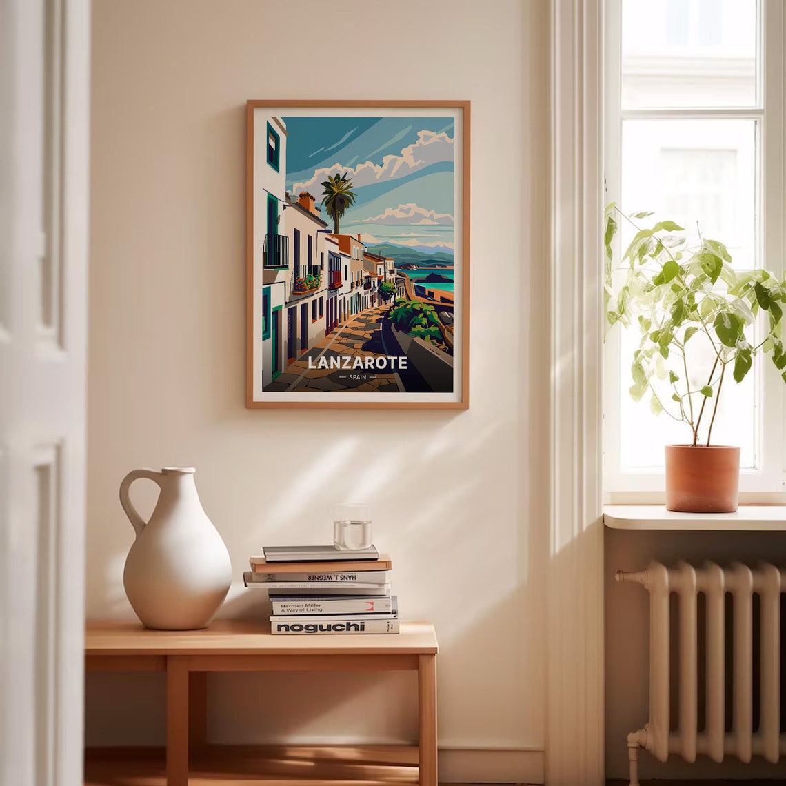 Lanzarote Spain Whitewashed Street Palm Trees Canary Island Poster - Image 4