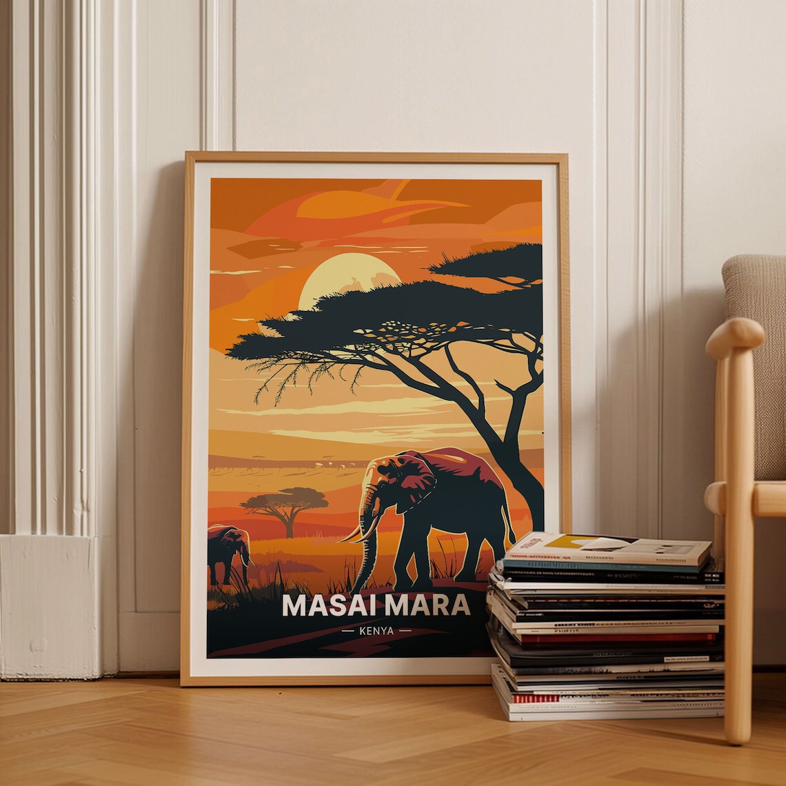 Masai Mara National Park Kenya Safari Travel Poster