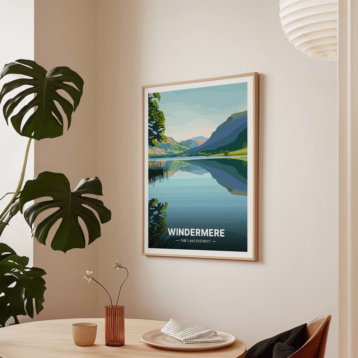 Windermere Lake District Still Water Fells Reflection Art Poster - Image 2