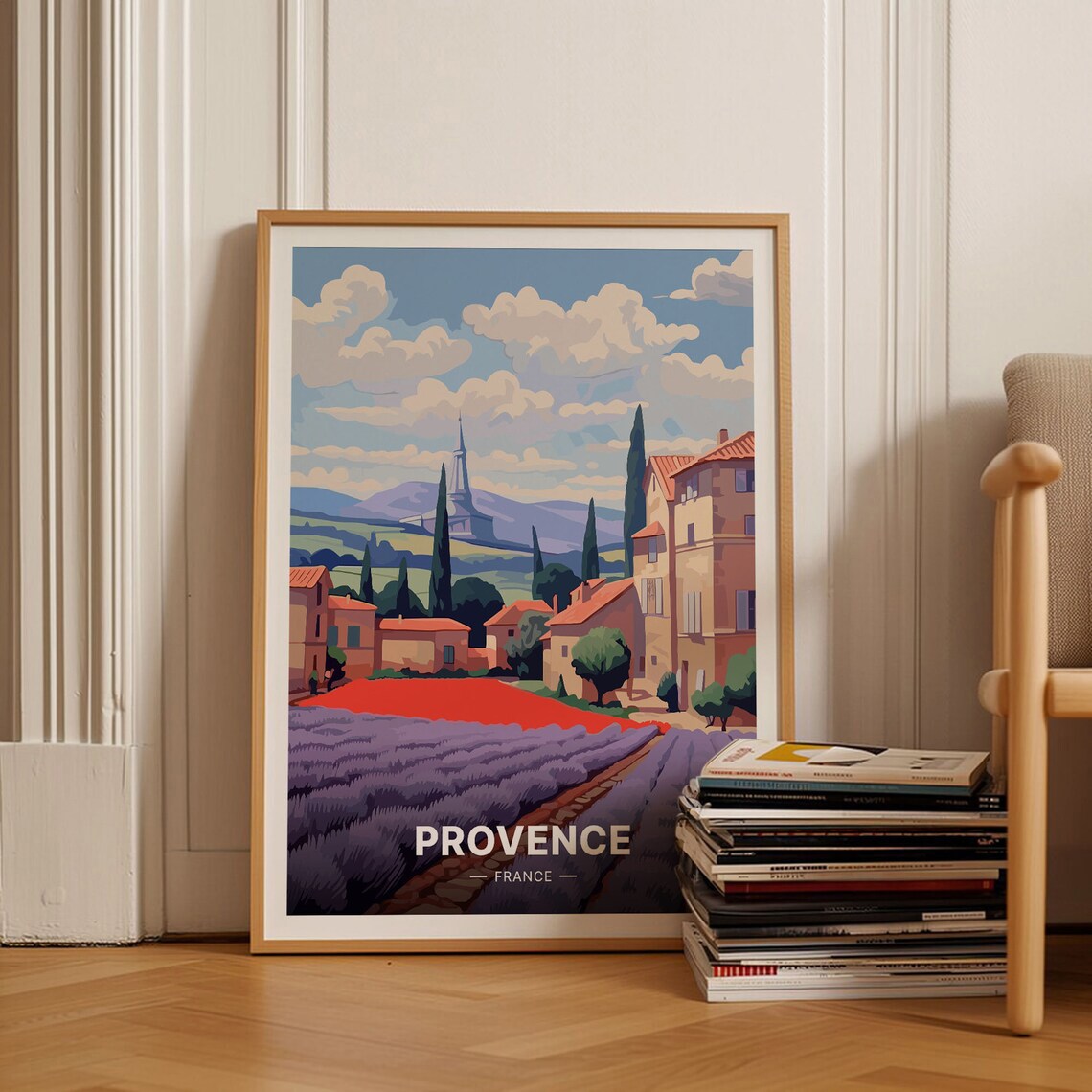 Provence France Lavender Fields Village Retro Vintage Travel Poster