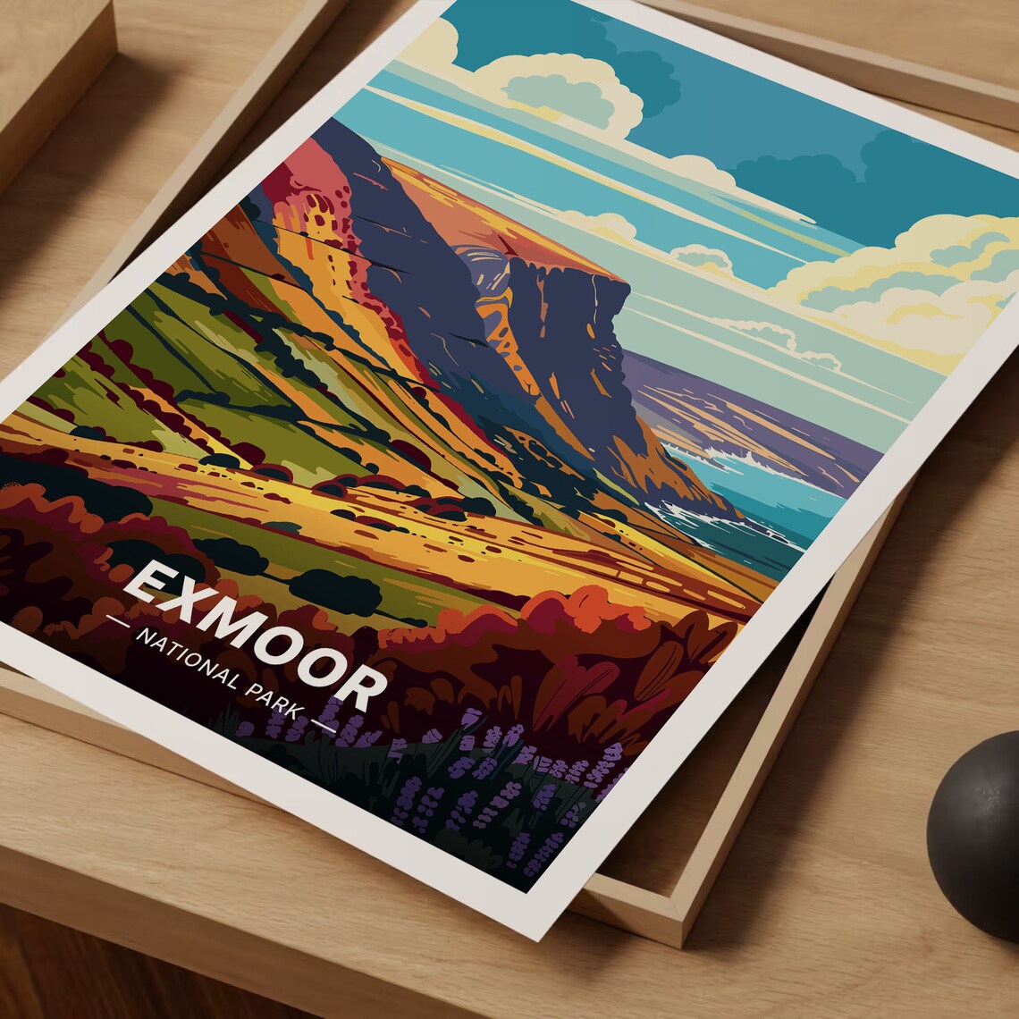 Exmoor National Park Valley Coast Cliffs Patchwork Fields Travel Poster - Image 3