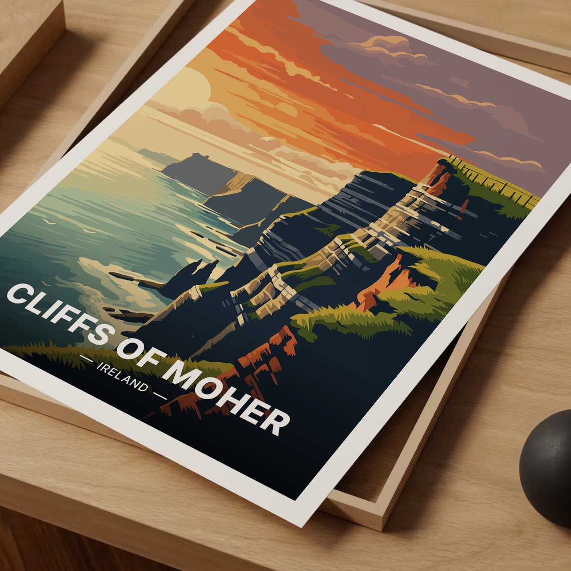 Cliffs of Moher Ireland Sunset Sea Cliffs Landscape Travel Poster - Image 3