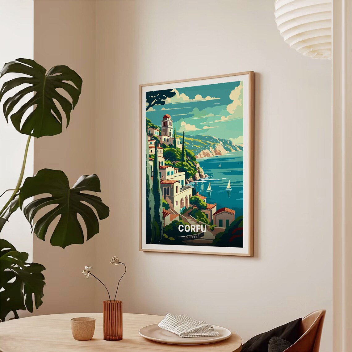 Corfu Greece Travel Poster, Greek Island Landscape - Image 2
