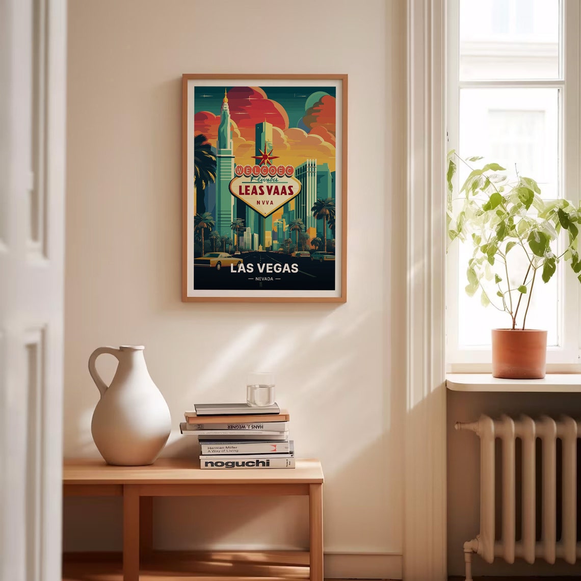 Las Vegas Nevada Welcome Sign Skyline Palms Night Travel Poster - Image 4