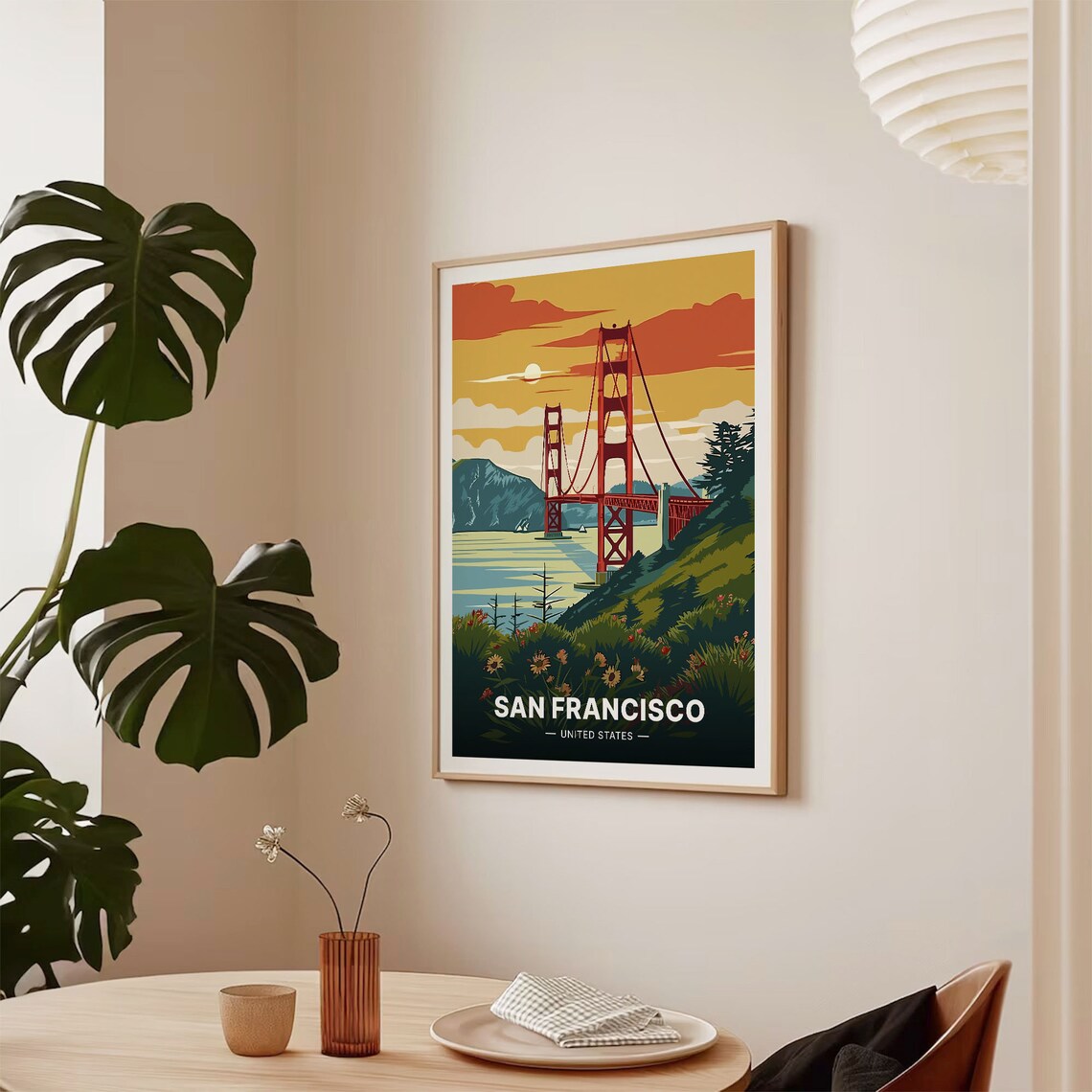 Golden Gate Bridge Cityscape Wedding Gift Wall Art Print - Image 2
