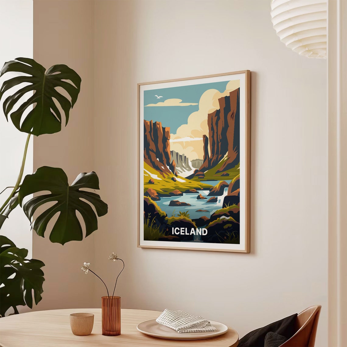 Iceland Canyon River Vintage Travel Poster Rustic Landscape Scene - Image 2