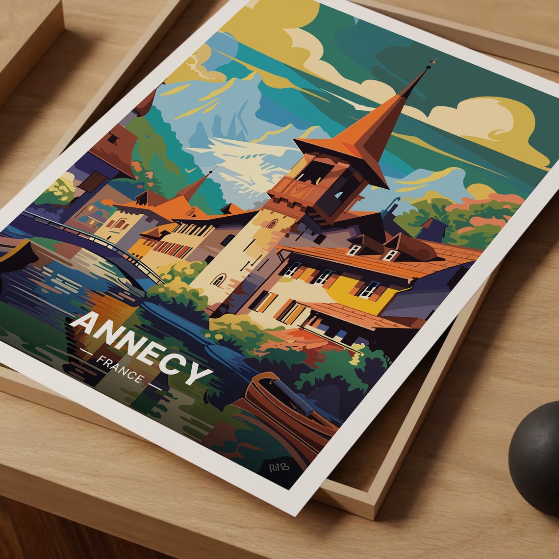 Annecy France Canal Old Town Mountain Reflection Travel Poster - Image 3