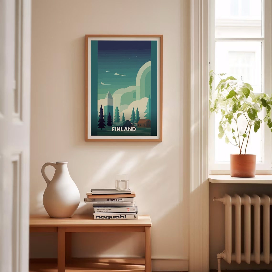 Finland Lapland Northern Lights Snowy Pines Night Travel Poster - Image 4