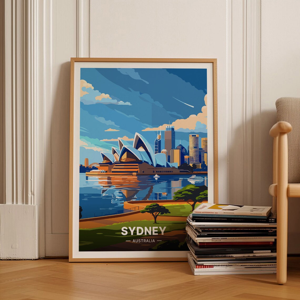 Sydney Australia Opera House Sail Shells Harbour Skyline Travel Poster