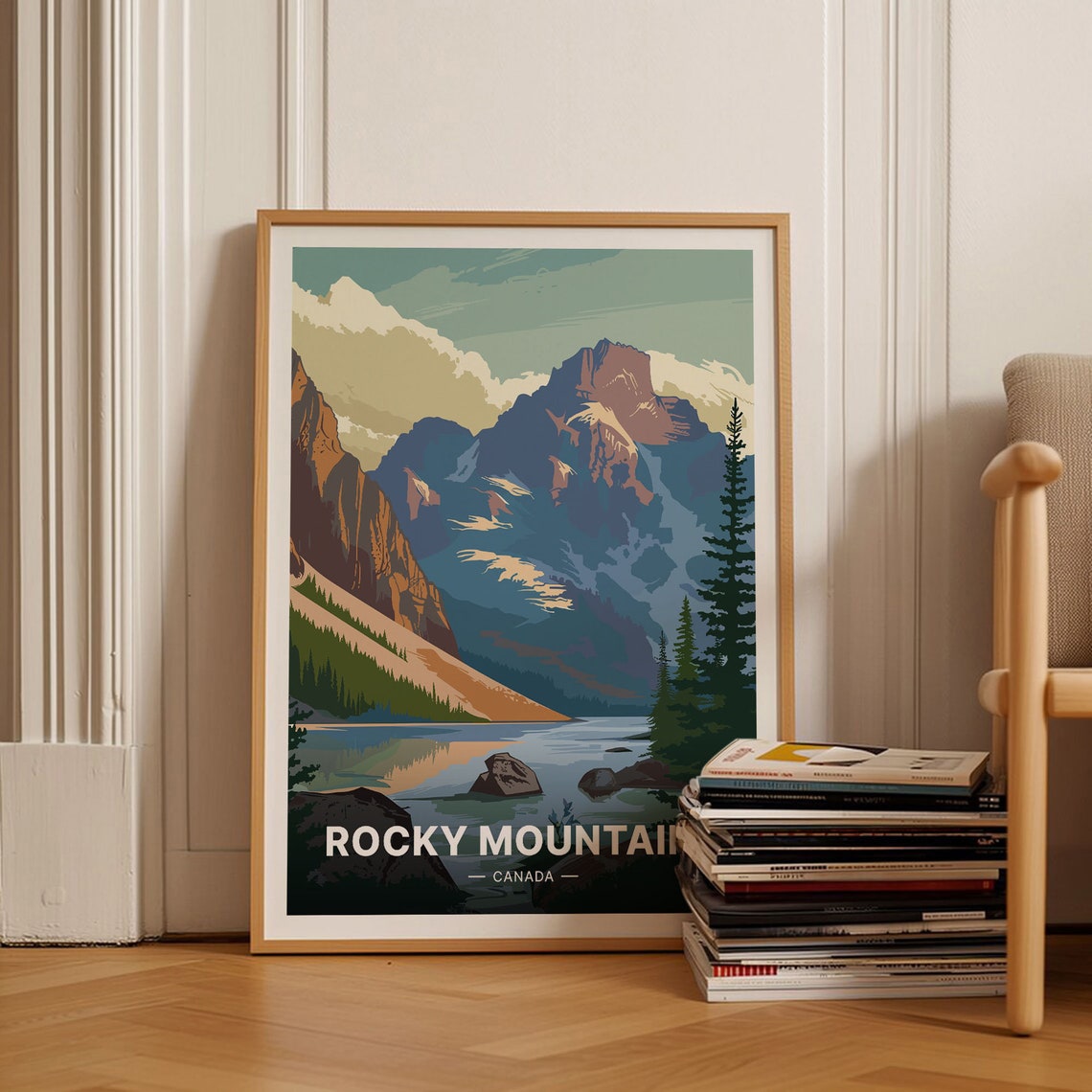 Rocky Mountains Canada Alpine Lake Peaks Reflection View Poster
