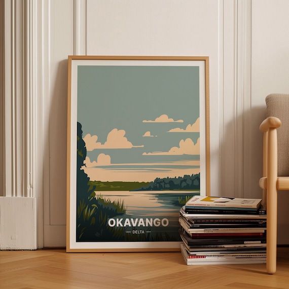 Botswana Okavango Delta Poster Africa Travel Wall Art Safari Adventure Decor Exploration Themed Artwork C20 1411