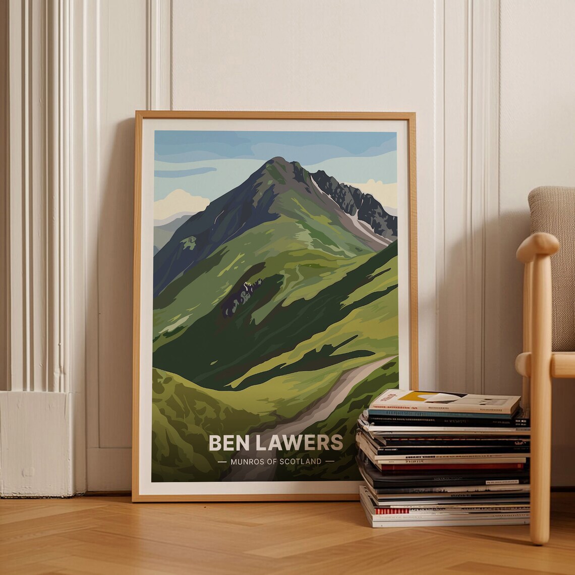 Ben Lawers Munros of Scotland Green Mountain Ridge Art Poster