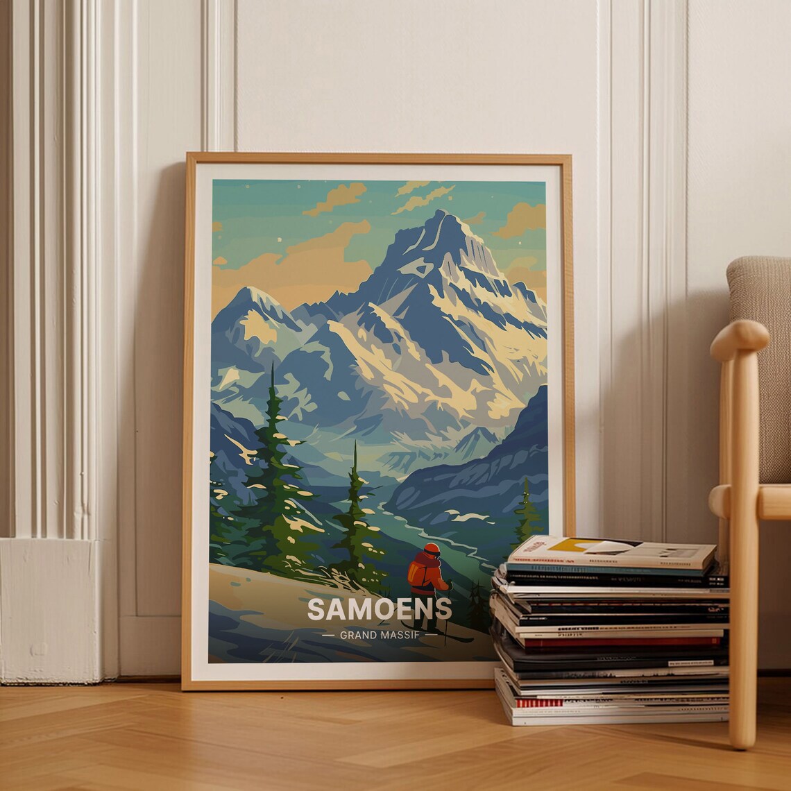 Samoens French Alps Retro Ski Travel Poster