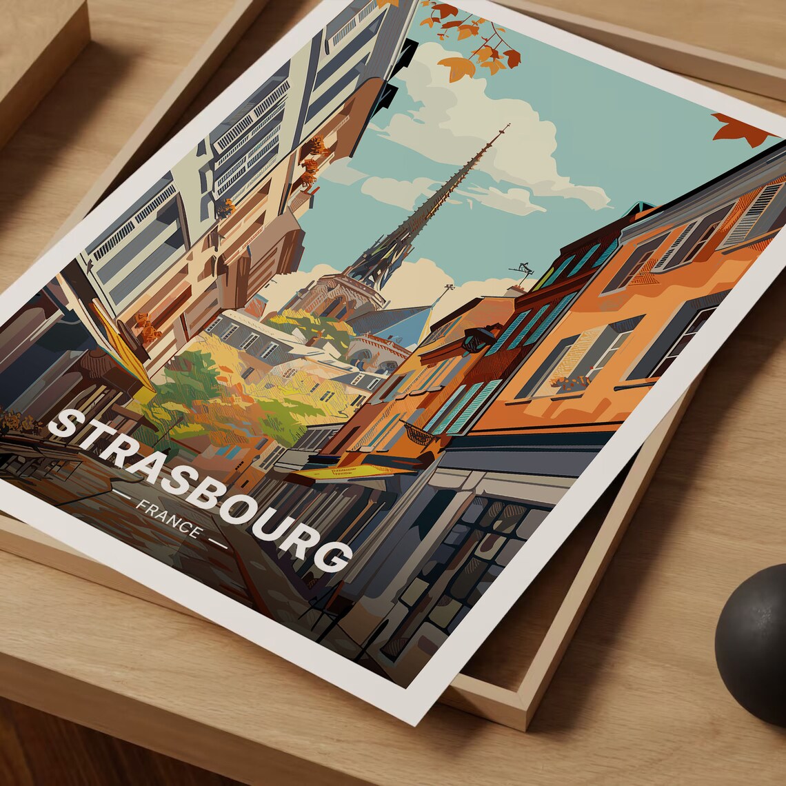 Strasbourg France Cathedral Spire Old Town Street Art Poster - Image 3
