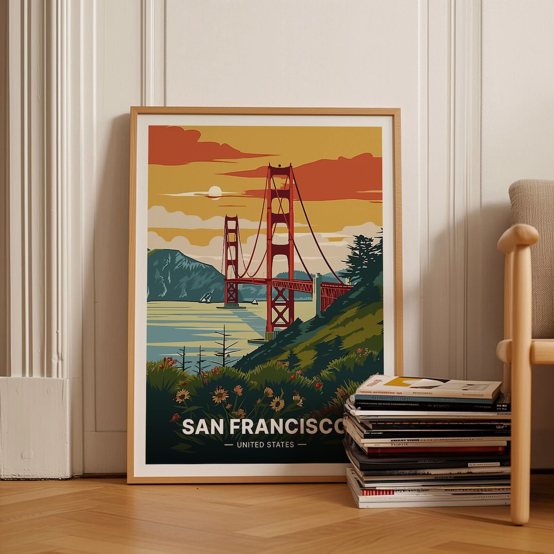 Golden Gate Bridge Cityscape Wedding Gift Wall Art Print