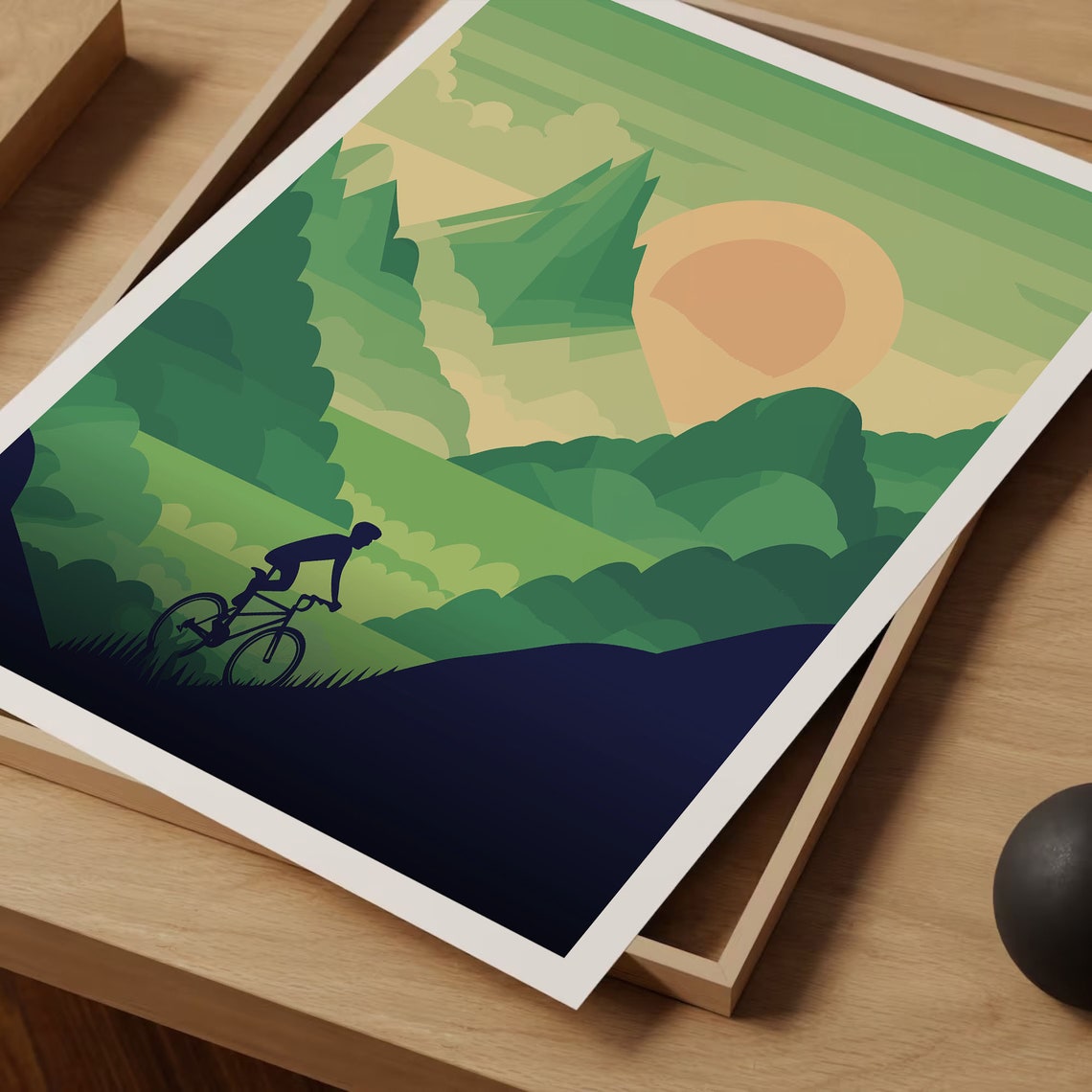 Mountain Cycling Sunset Cyclist Silhouette Adventure Sports Poster - Image 3