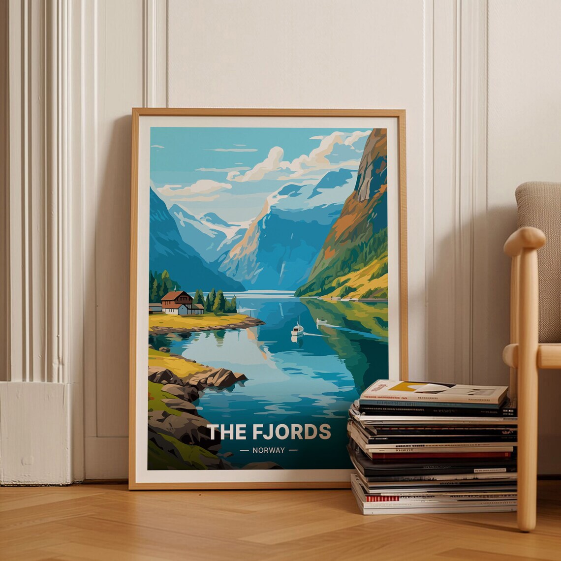 Norwegian Fjords Vintage Travel Poster, Norway