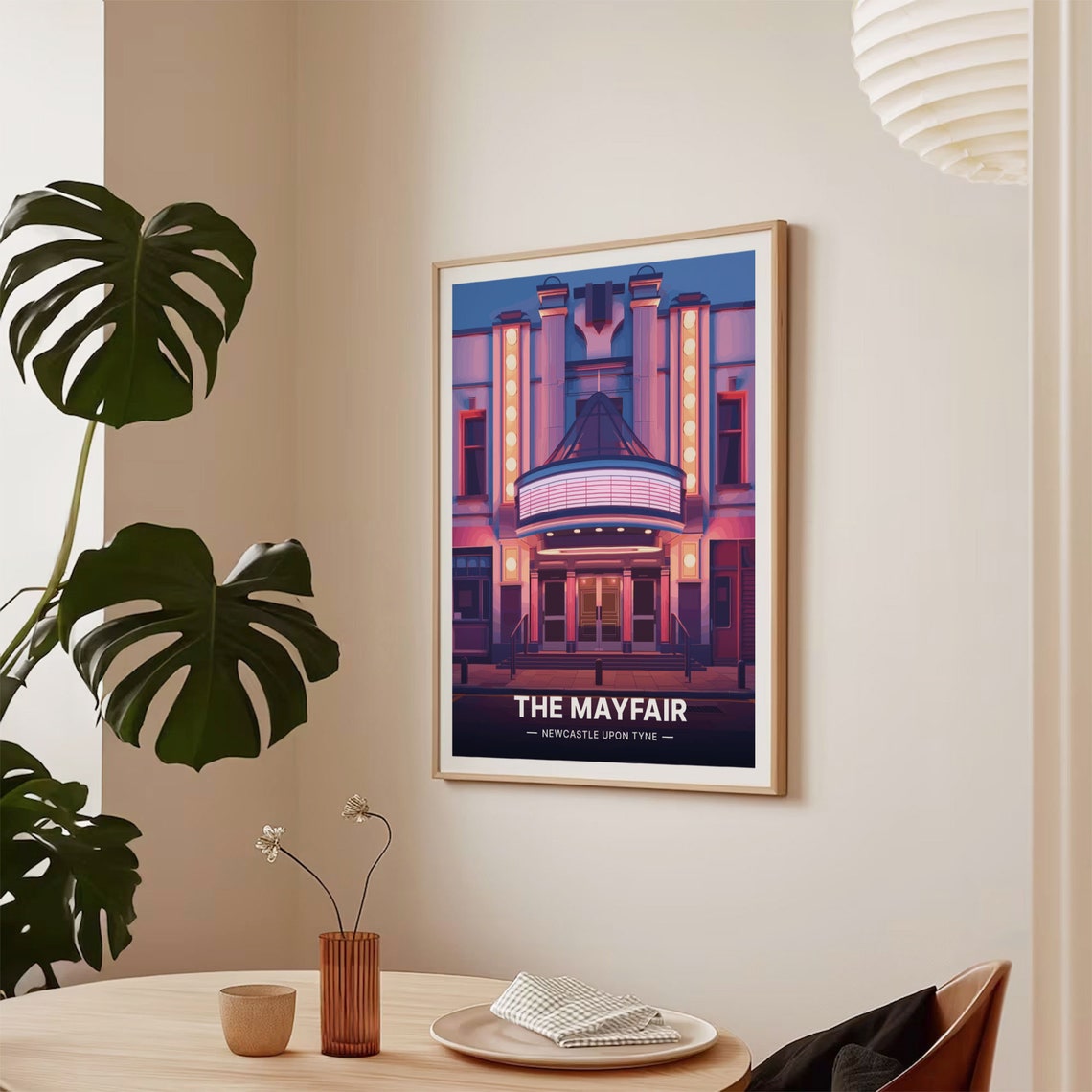 The Mayfair Newcastle Upon Tyne Music Hall Neon Night Art Poster - Image 2