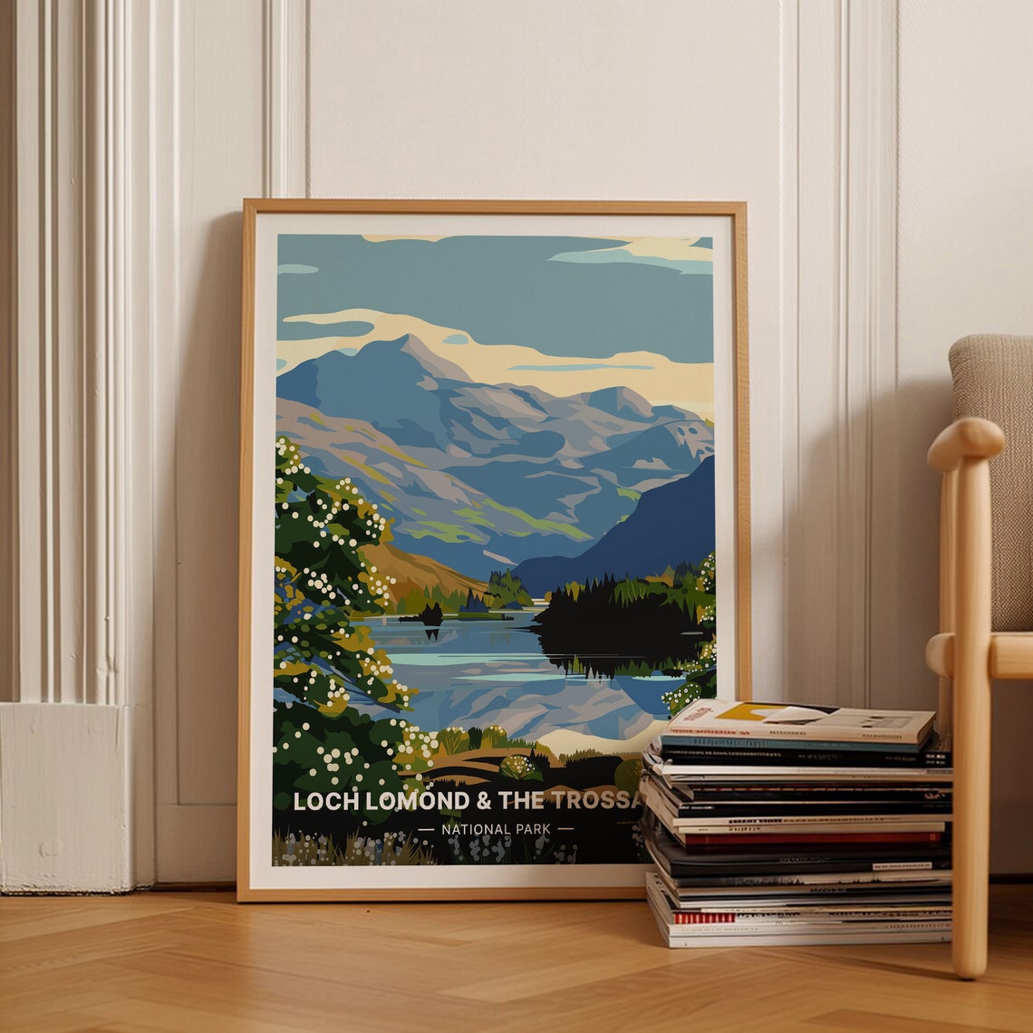 Loch Lomond Trossachs National Park Poster Scottish Lake Mountain Art