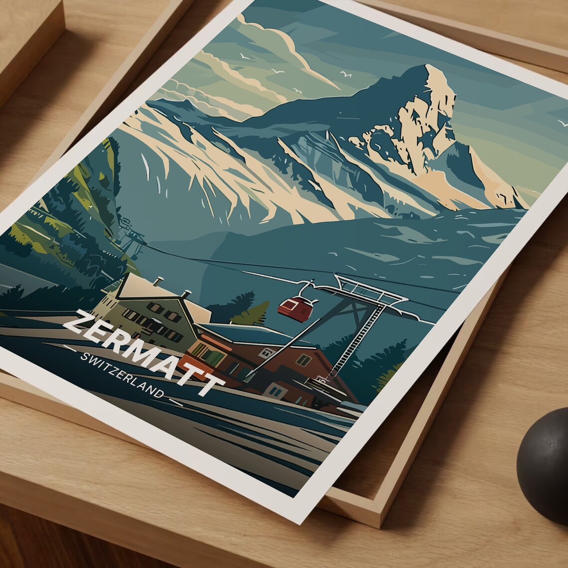 Swiss Alps Zermatt Travel Poster, Switzerland Landscape - Image 3