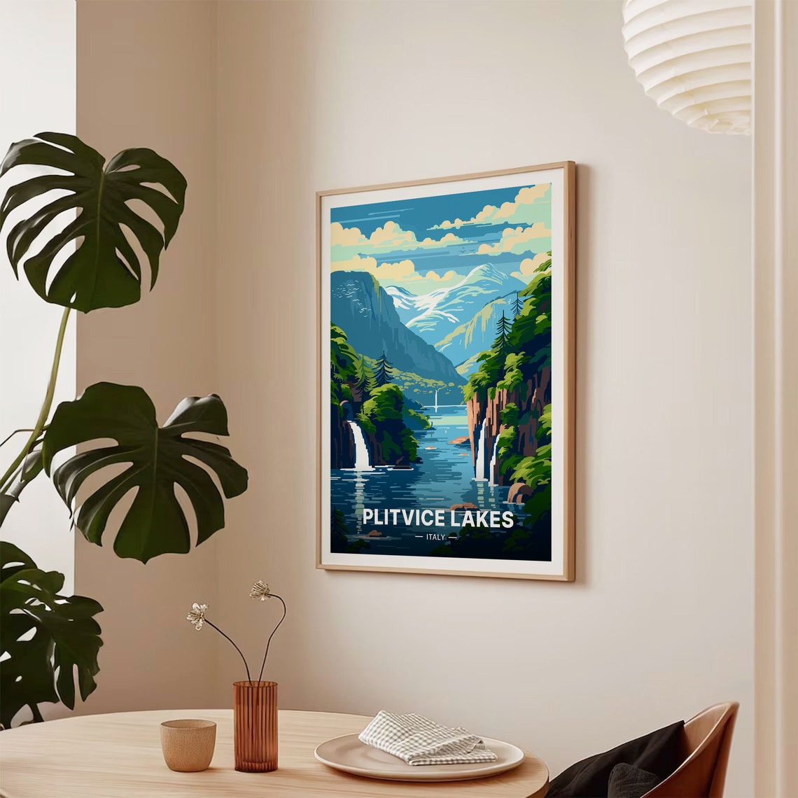 Plitvice Lakes Croatia Waterfall Mountain Lake Landscape Travel Poster - Image 2