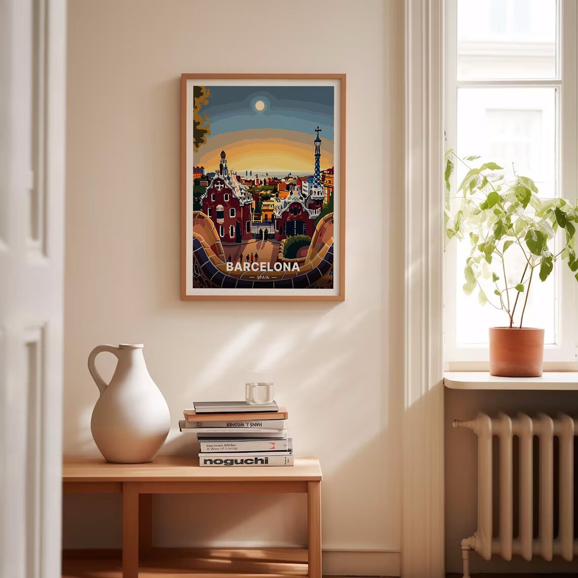 Barcelona Park Guell Vintage Sunset Mosaic Terrace Travel Poster - Image 4
