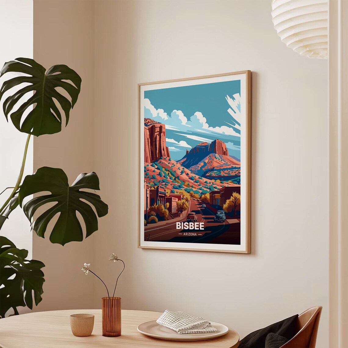 Bisbee Arizona Red Rock Hills Main Street Desert Town Travel Poster - Image 2