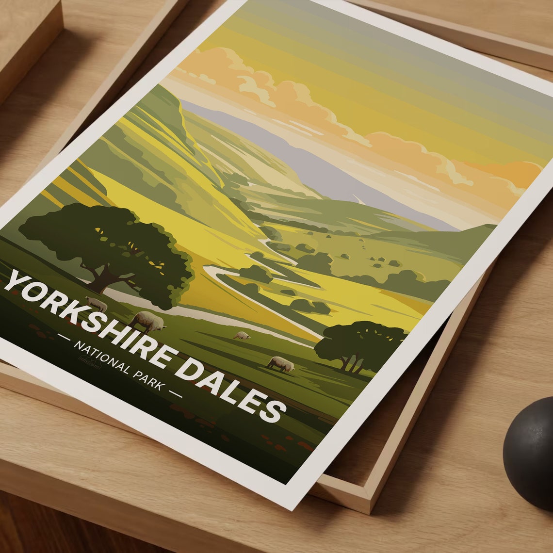 Yorkshire Dales National Park Travel Poster Sheep Hills Sunset Art - Image 3