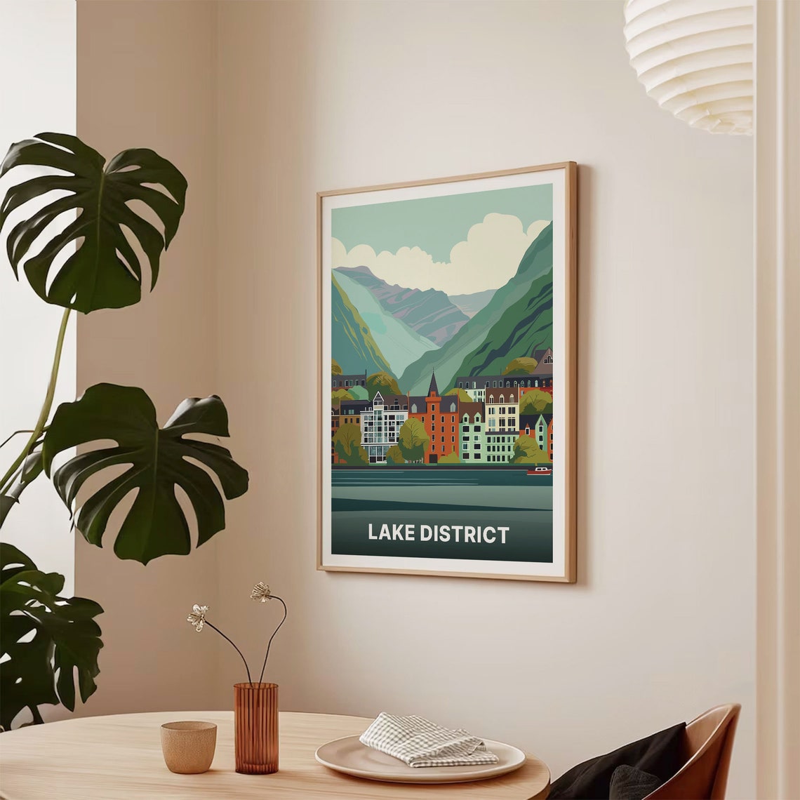 Lake District England Vintage Travel Poster Lakeside Town Mountain Art - Image 2