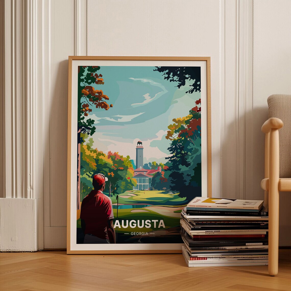 Augusta Georgia Golf Course Golden Fairway Clubhouse Art Poster