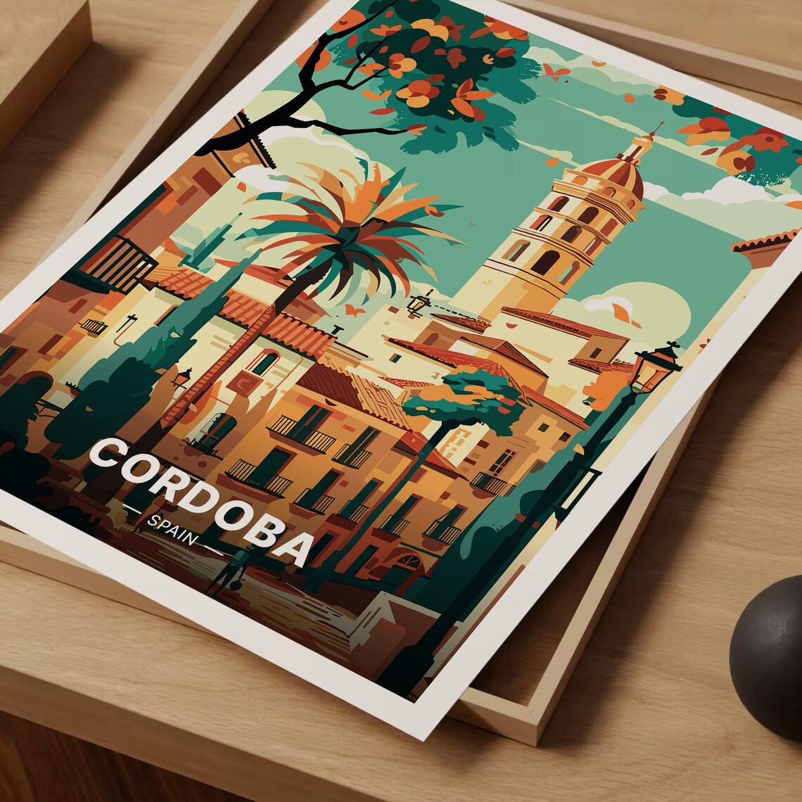 Cordoba Spain Old Town Bell Tower Palm Andalusian Street Poster - Image 3