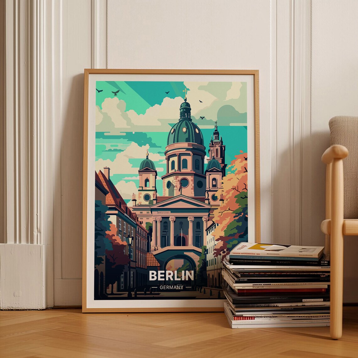 Berlin Germany Cathedral Autumn Street Vintage City Travel Poster