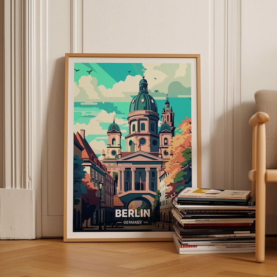 Berlin Germany Cathedral Autumn Street Vintage City Travel Poster