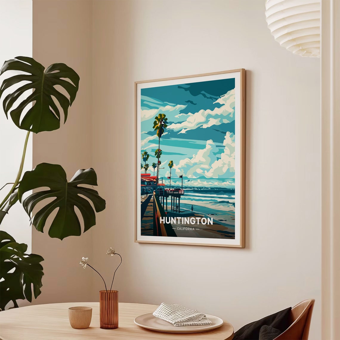Huntington Beach Pier California Coastal Sunset Surf Travel Poster - Image 2