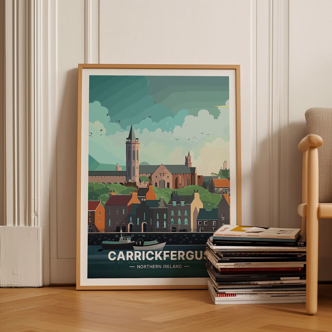 Carrickfergus Northern Ireland Castle Harbor Town Travel Poster