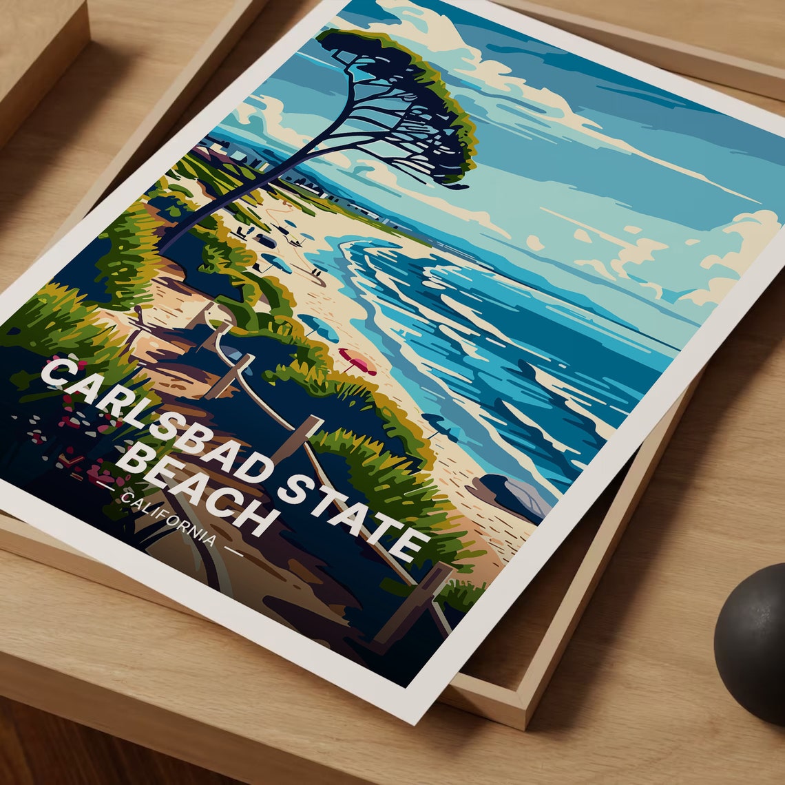 Carlsbad State Beach California Sandy Shore Waves Sunset Poster - Image 3