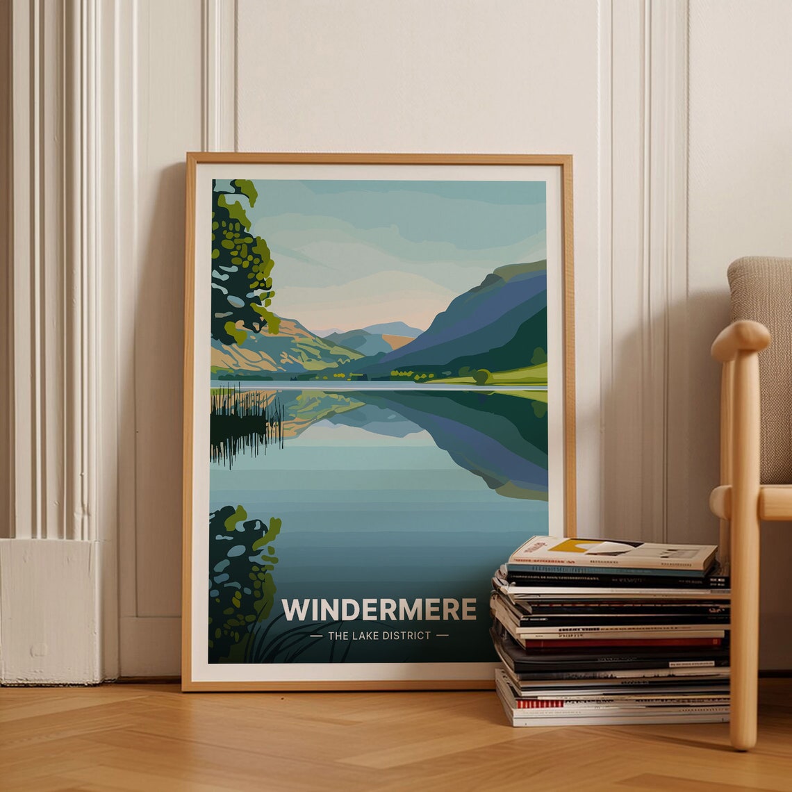 Windermere Lake District Still Water Fells Reflection Art Poster