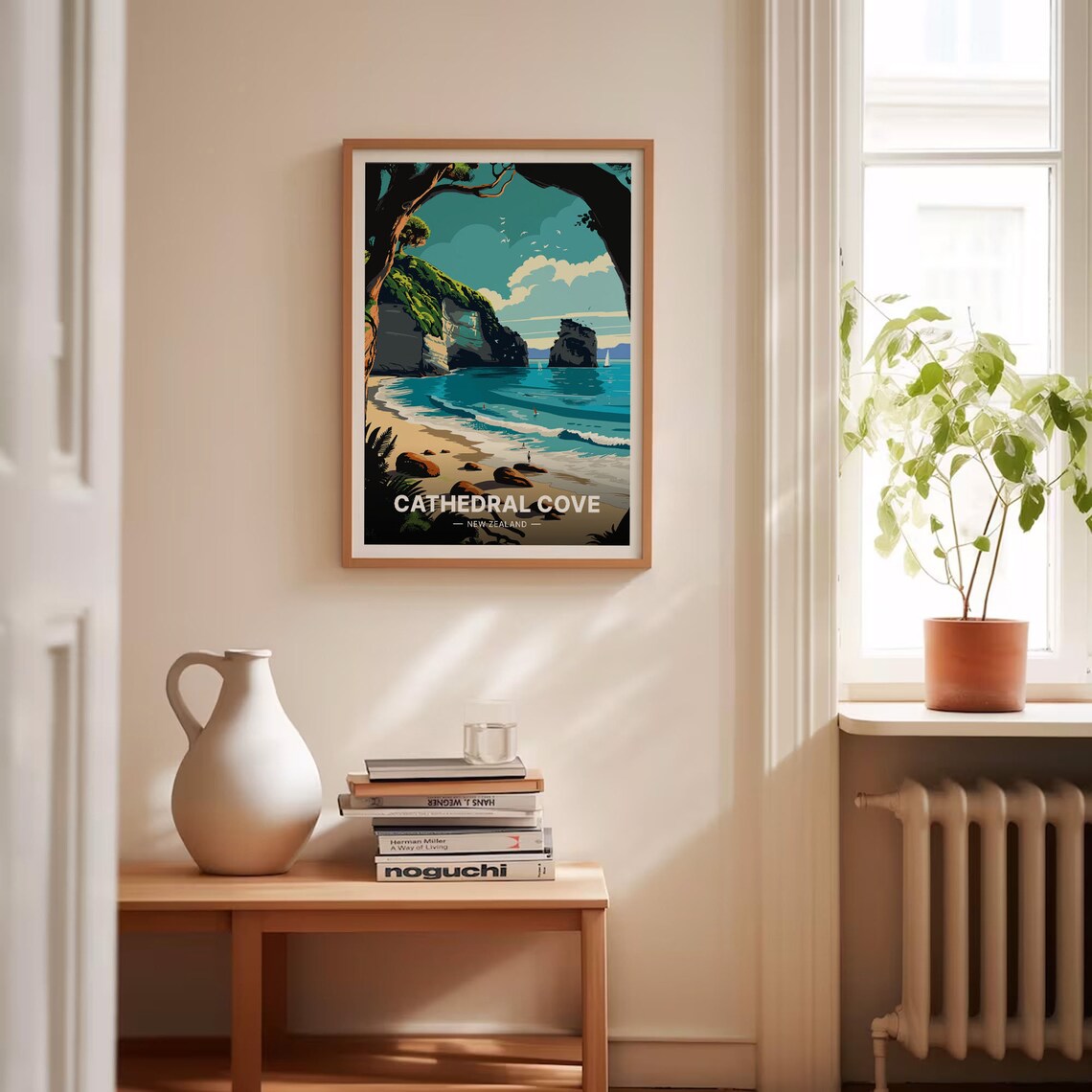Cathedral Cove New Zealand Sea Arch Beach Coastal Travel Poster Art - Image 4